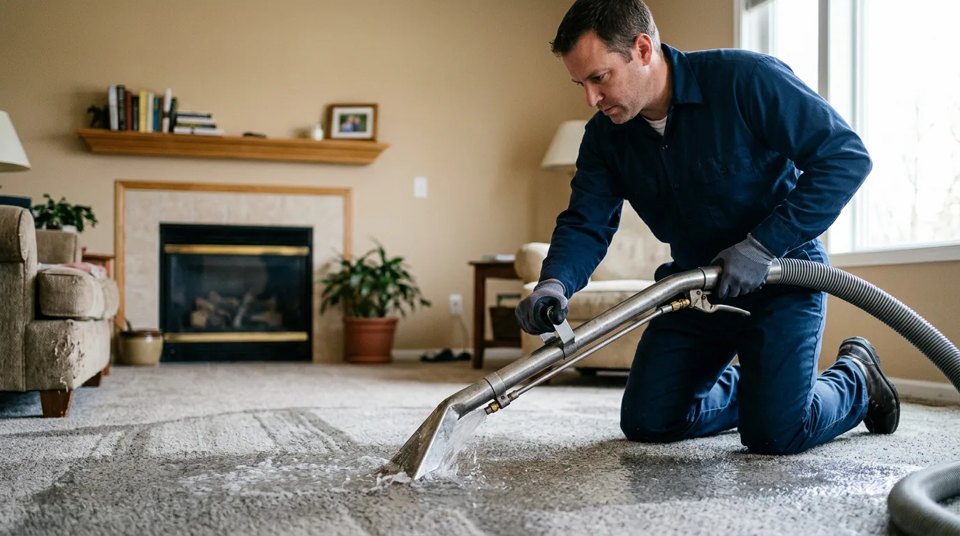 Water damage restoration technician working near Grantsboro, NC
